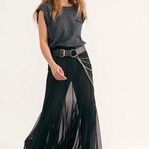 Free People Godet Girl Mesh Black Skirt New Large